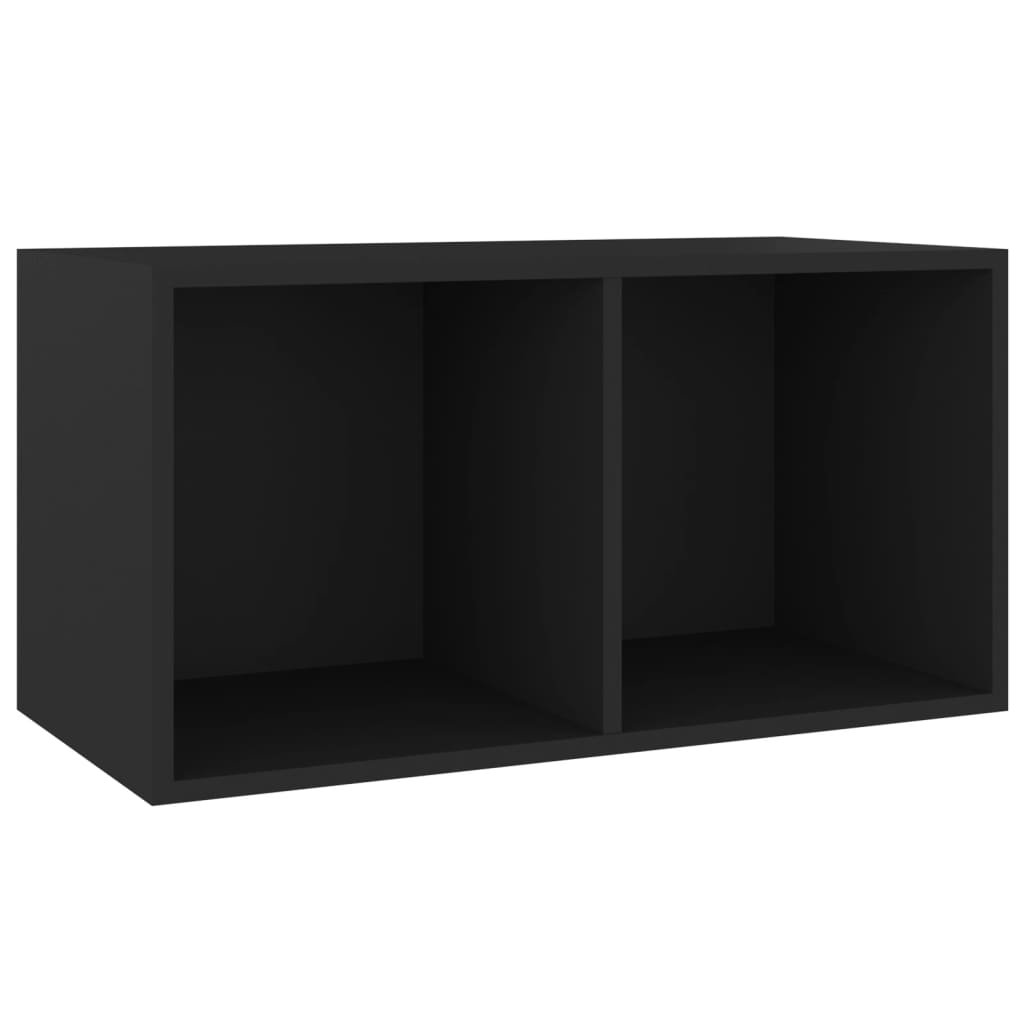 Contenitore per Vinili Nero 71x34x36 cm in Legno Multistrato 800118