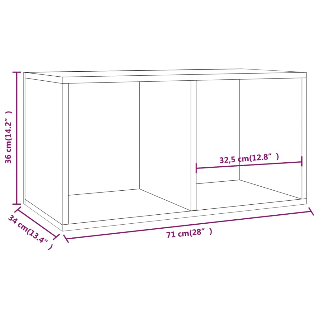 Contenitore per Vinili Nero 71x34x36 cm in Legno Multistrato 800118