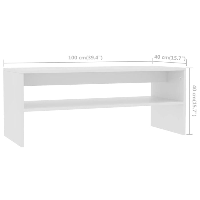 Tavolino da Salotto Bianco 100x40x40 cm in Legno Multistrato cod mxl 48095