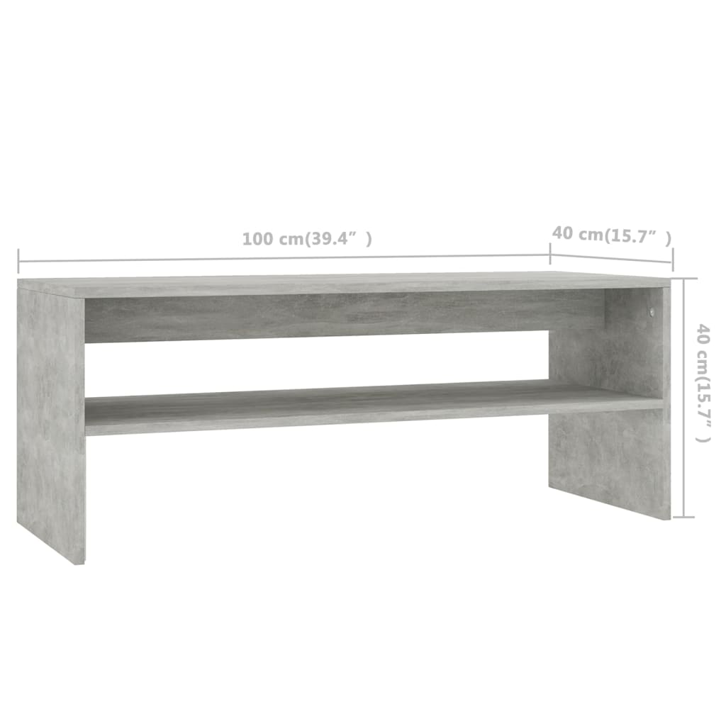 Tavolino da Caffè Grigio Calcestruzzo 100x40x40 cm Truciolato    cod mxl 11860