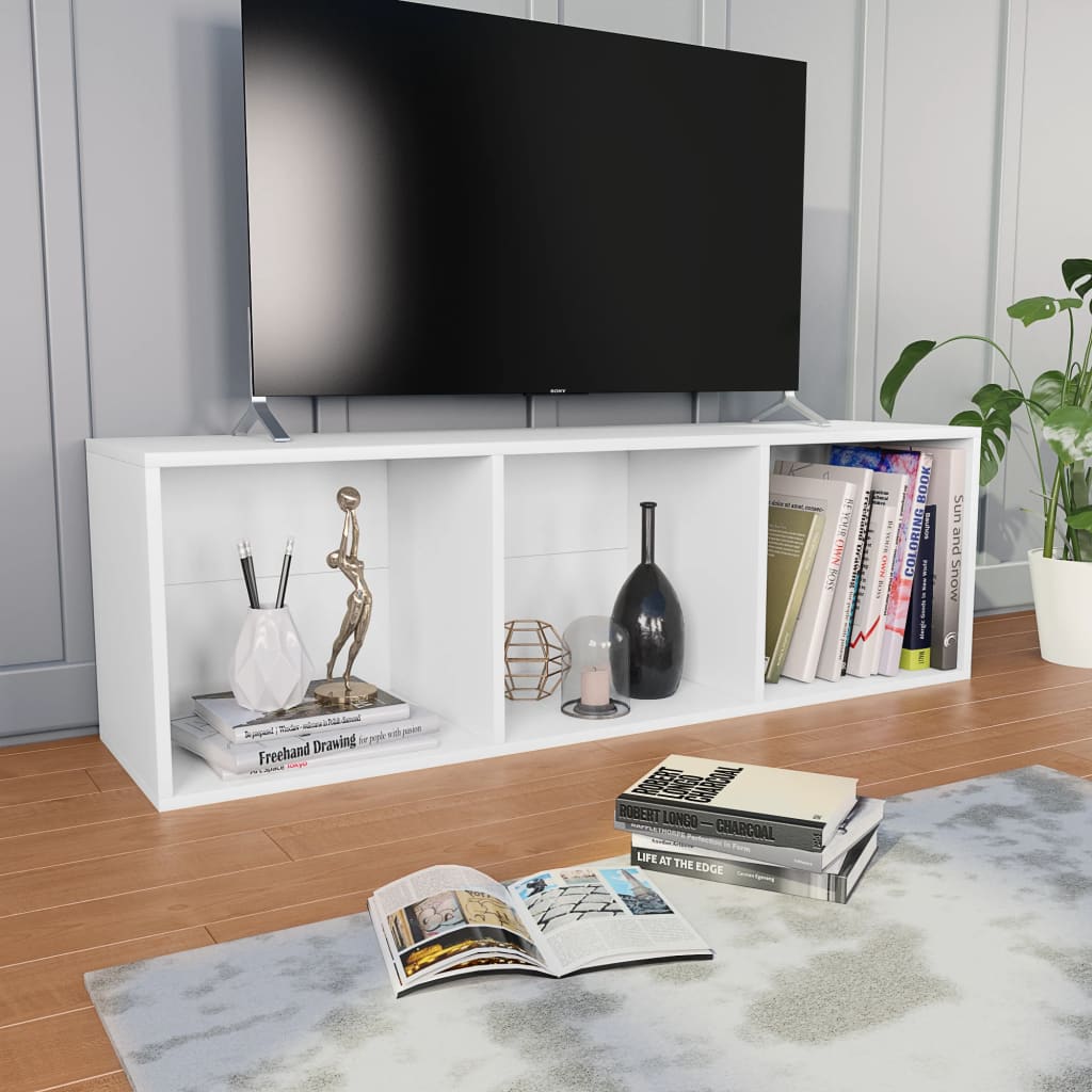 Libreria/Mobile TV Bianco 36x30x114 cm in Legno Multistrato 800135