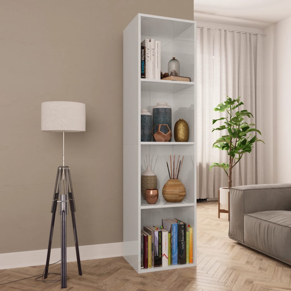 Libreria/Mobile TV Bianco Lucido 36x30x143 cm in Truciolato   cod mxl 14156