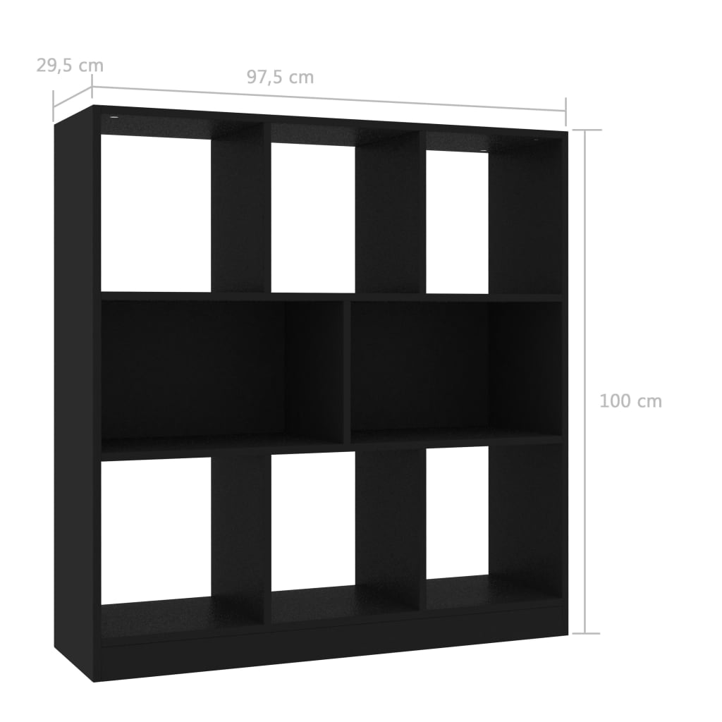 Libreria Nera 97,5x29,5x100 cm in Legno Multistrato 800172