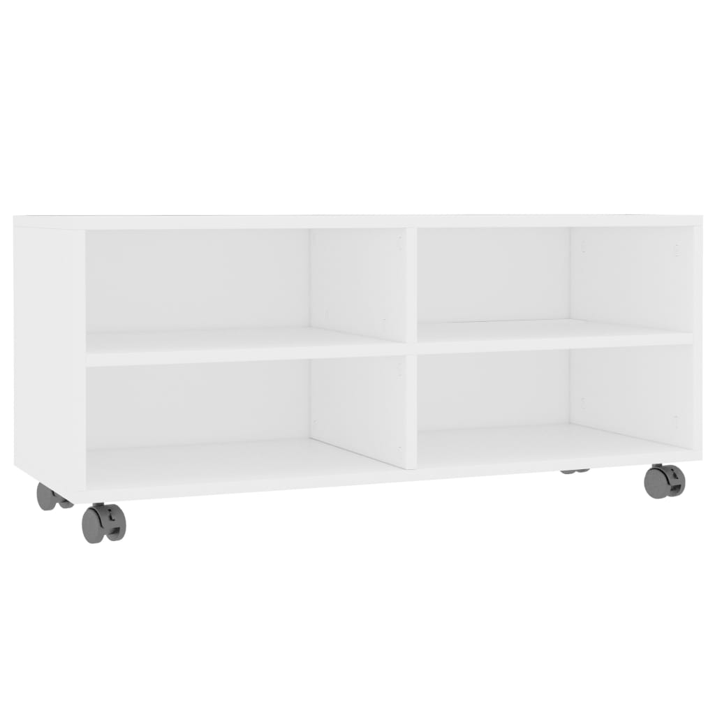 Mobile TV con Ruote Bianco 90x35x35 cm in Legno Multistrato cod mxl 9558