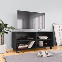 Mobile TV con Ruote Nero 90x35x35 cm in Truciolato  