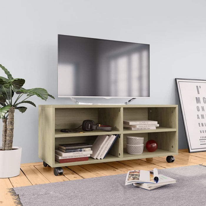 Mobile TV con Ruote Rovere Sonoma 90x35x35 cm in Truciolato   cod mxl 23998