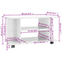 Mobile TV con Ruote Bianco Lucido 80x40x40 cm in Truciolato cod mxl 13978