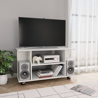 Mobile TV con Ruote Bianco Lucido 80x40x40 cm in Truciolato cod mxl 13978