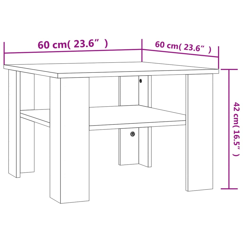 Tavolino da Caffè Rovere Sonoma 60x60x42 cm in Truciolato 800210