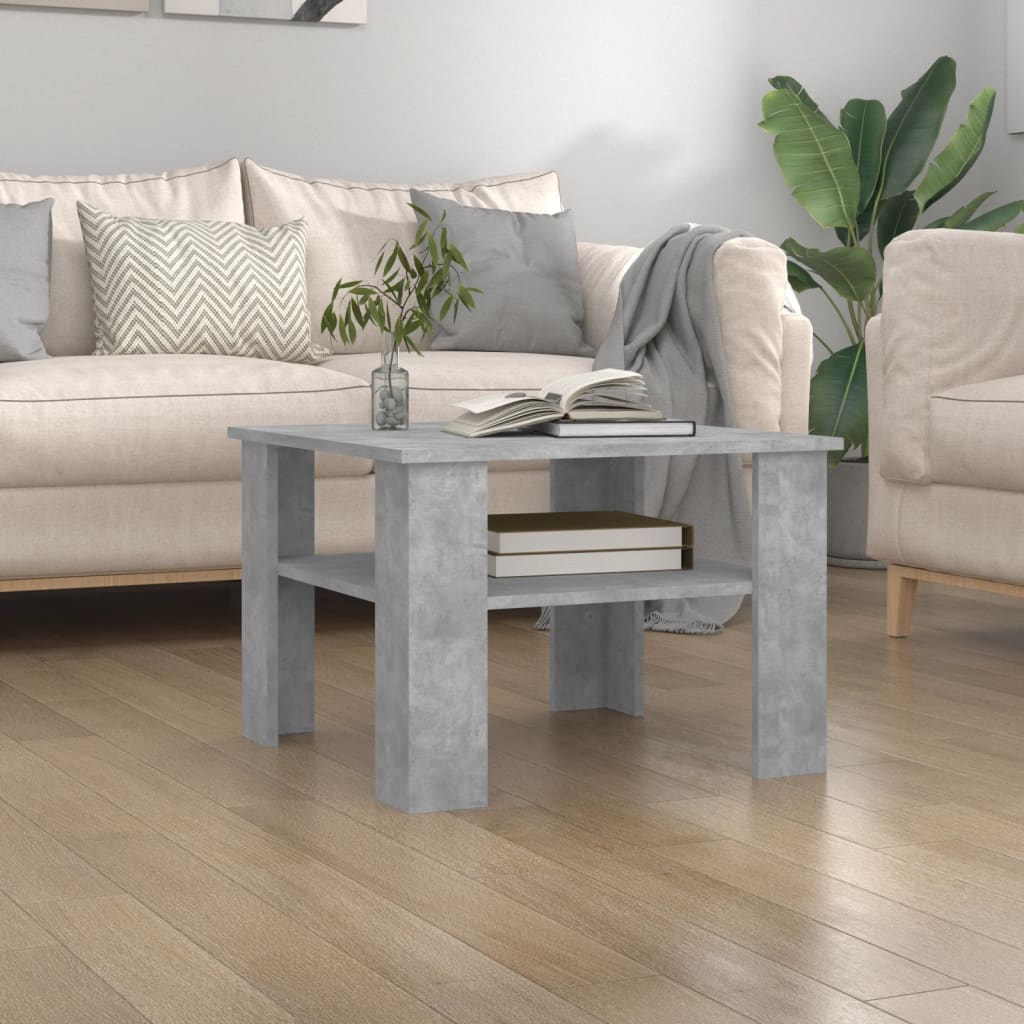 Tavolino da Salotto Grigio Cemento 60x60x42cm Legno Multistrato 800211