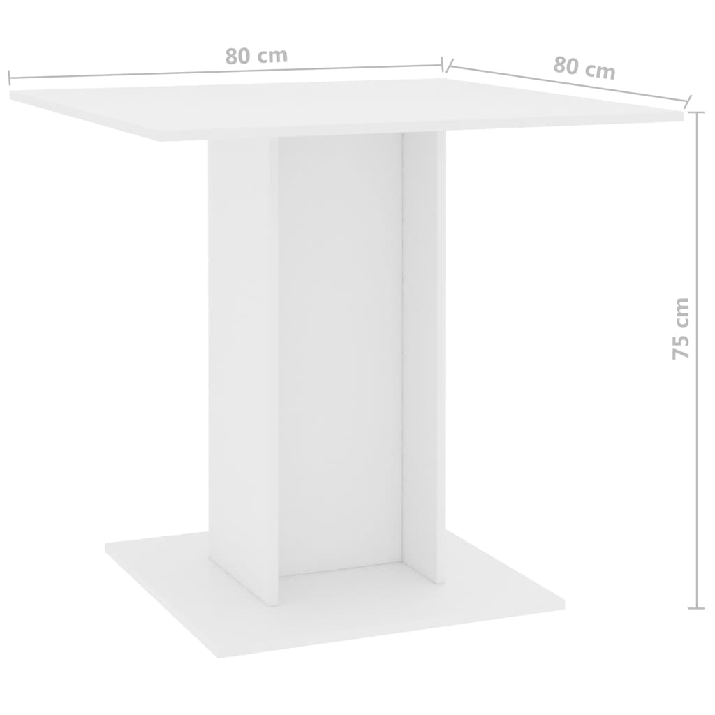 Tavolo da Pranzo Bianco 80x80x75 cm in Truciolato