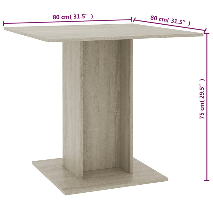 Tavolo da Pranzo Rovere Sonoma 80x80x75 cm in Truciolato