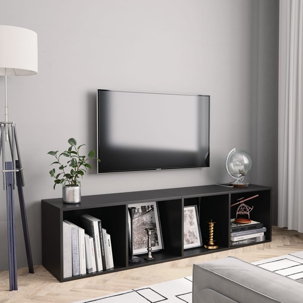 Libreria/Mobile TV Nero 143x30x36 cm 800262