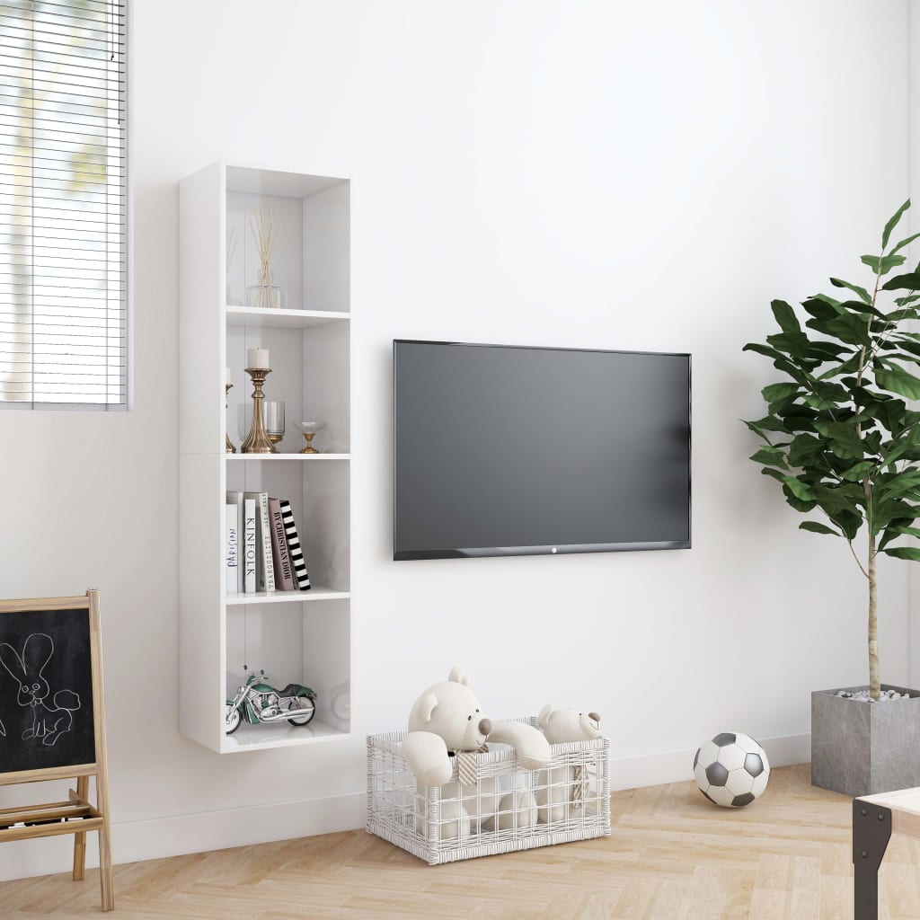 Libreria/Mobile TV Bianco Lucido 143x30x36 cm cod mxl 53647