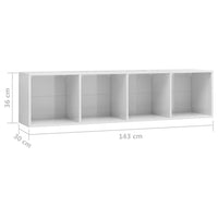 Libreria/Mobile TV Bianco Lucido 143x30x36 cm cod mxl 53647