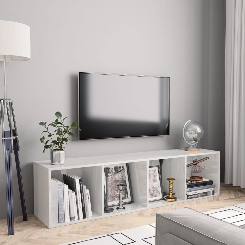 Libreria/Mobile TV Bianco Lucido 143x30x36 cm cod mxl 53647