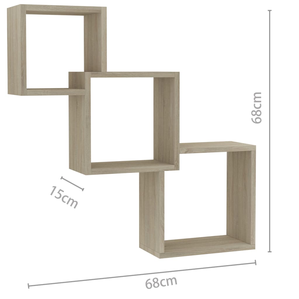 Mensole a Muro Cubiche in Rovere Sonoma 84,5x15x27cm Truciolato cod mxl 33531