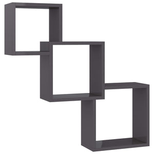 Mensole a Muro Cubiche Nero Lucido 68x15x68cm in Truciolato 800278