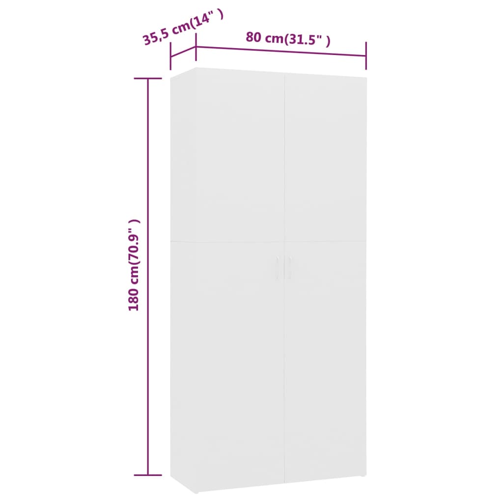 Scarpiera Bianca 80x35,5x180 cm in Legno Multistrato cod mxl 48967