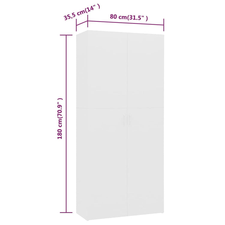 Scarpiera Bianca 80x35,5x180 cm in Legno Multistrato cod mxl 48967