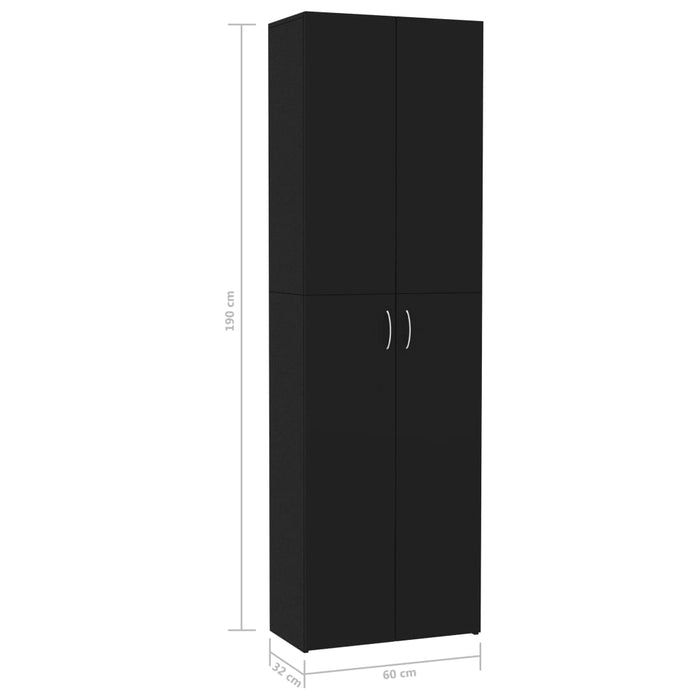 Armadio per Ufficio Nero 60x32x190 cm in Legno Multistrato 800298