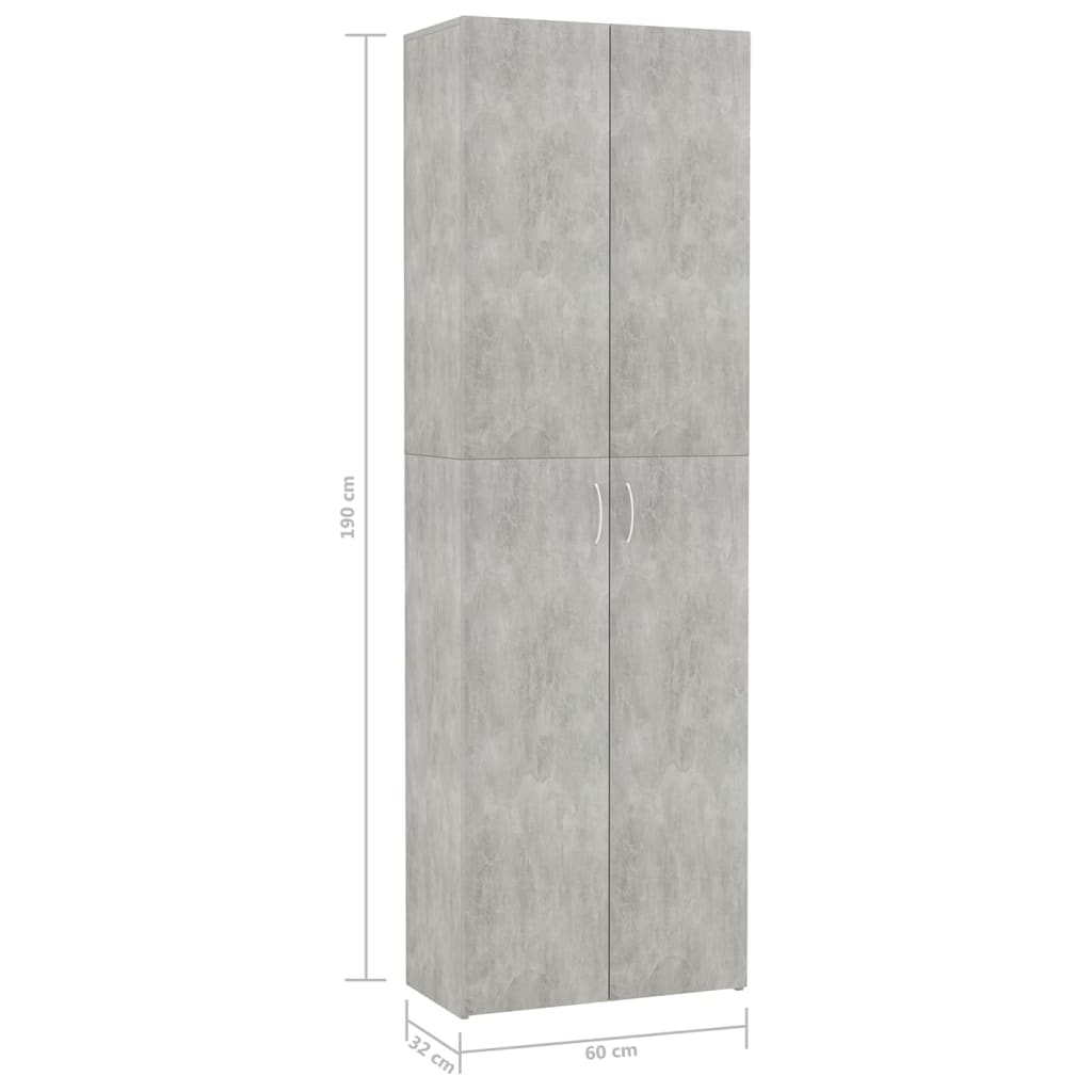 Armadio per Ufficio Grigio Calcestruzzo 60x32x190 cm Truciolato 800301