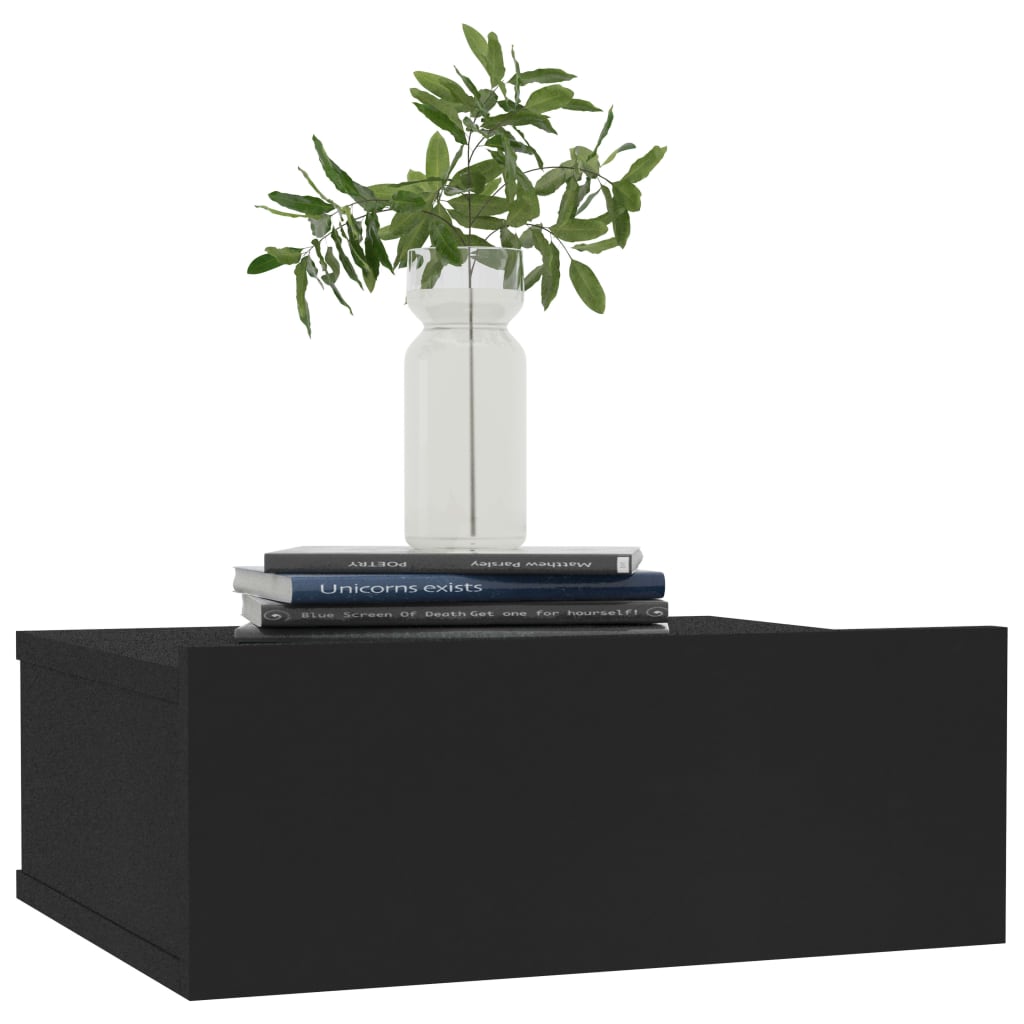 Comodino Pensile Nero 40x30x15 cm in Truciolato cod mxl 47170