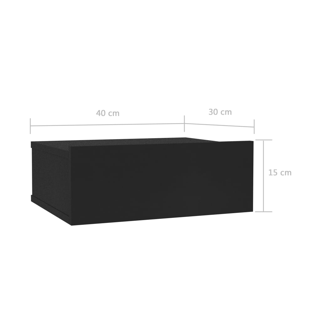 Comodino Pensile Nero 40x30x15 cm in Truciolato cod mxl 47170