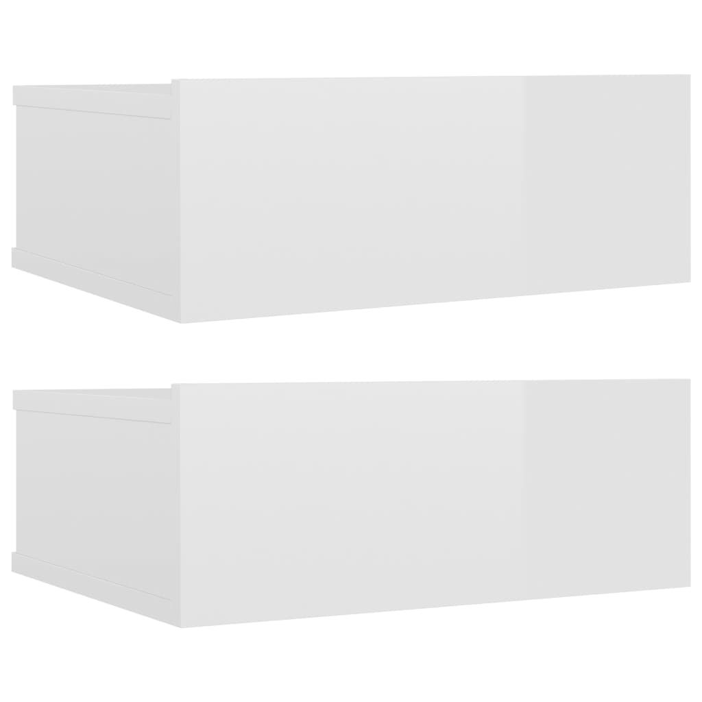 Comodini Pensili 2 pz Bianco Lucido 40x30x15 cm Truciolato 800319