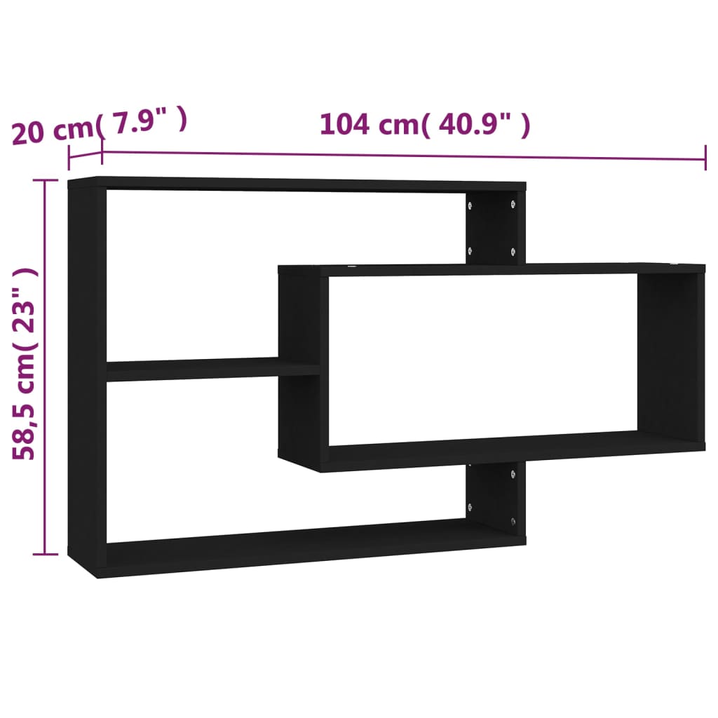 Mensole a Muro Nere 104x20x58,5 cm in Truciolato cod mxl 33624