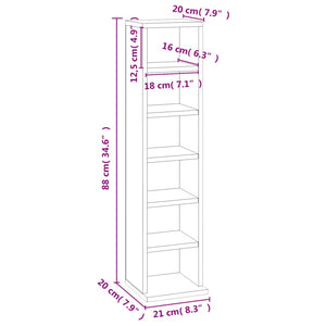 Mobile Porta CD Bianco 21x20x88 cm in Legno Multistrato 800351