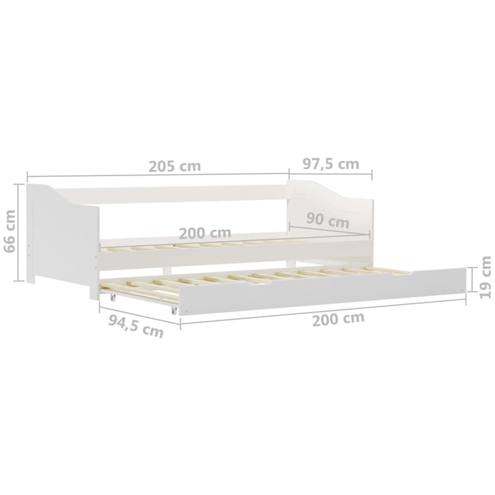 Divano Letto a Scomparsa in Legno di Pino Bianco 90x200 cm cod mxl 41386