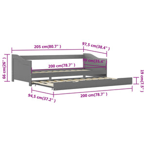 Divano Letto a Scomparsa Grigio in Legno di Pino 90x200 cm cod mxl 63587