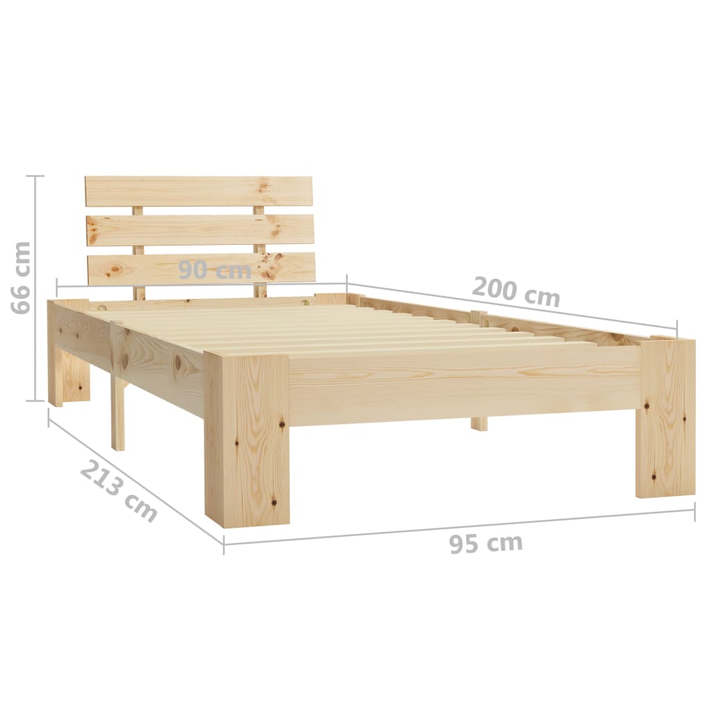 Giroletto senza Materasso 90x200 cm in Legno Massello di Pino 283160