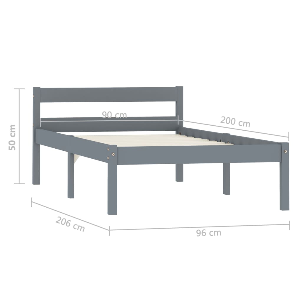 Giroletto Grigio in Legno Massello di Pino 90x200 cm cod mxl 55066