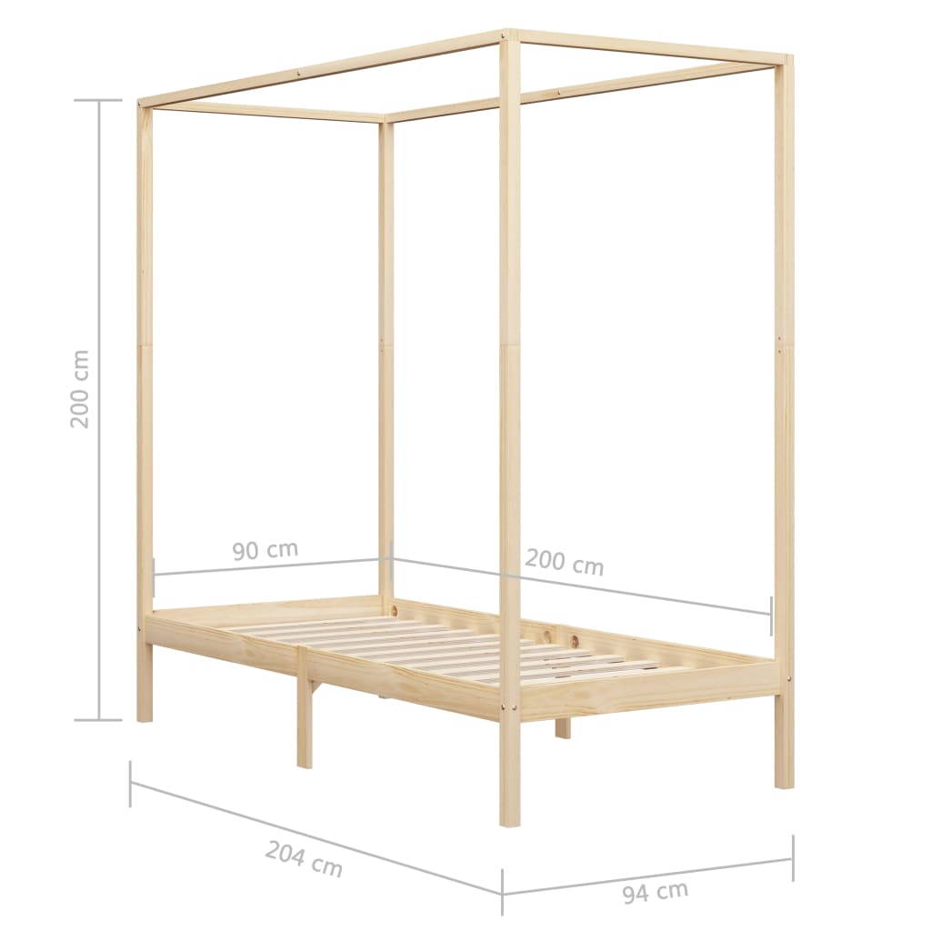 Giroletto a Baldacchino in Legno Massello di Pino 90x200 cm cod mxl 43203