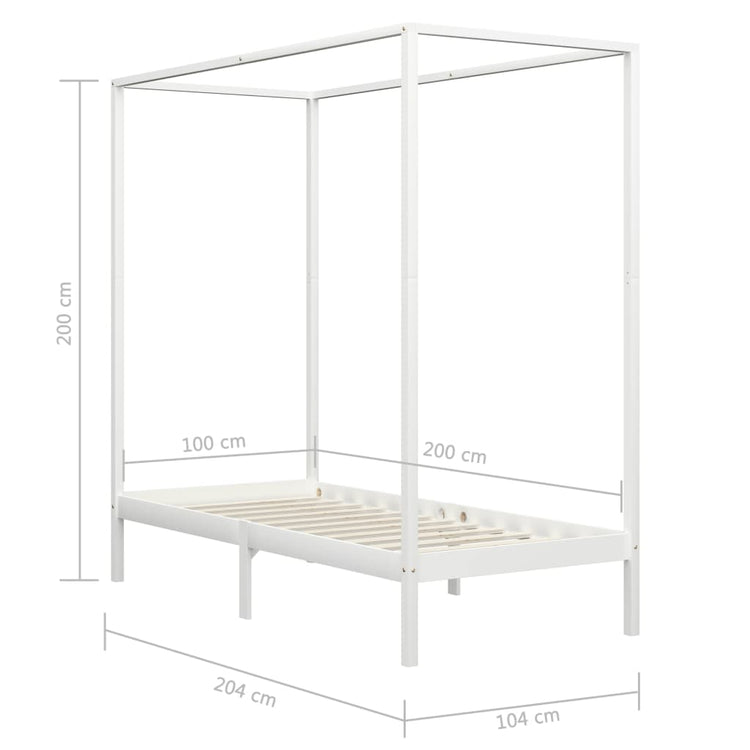 Giroletto a Baldacchino Bianco Legno Massello di Pino 100x200cm