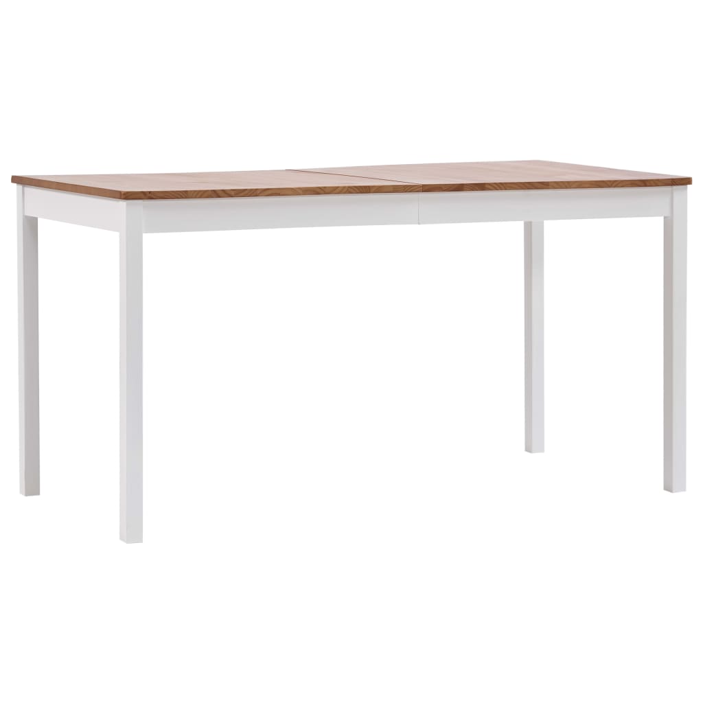 Tavolo da Pranzo Bianco e Marrone 140x70x73 cm in Legno di Pino 283402