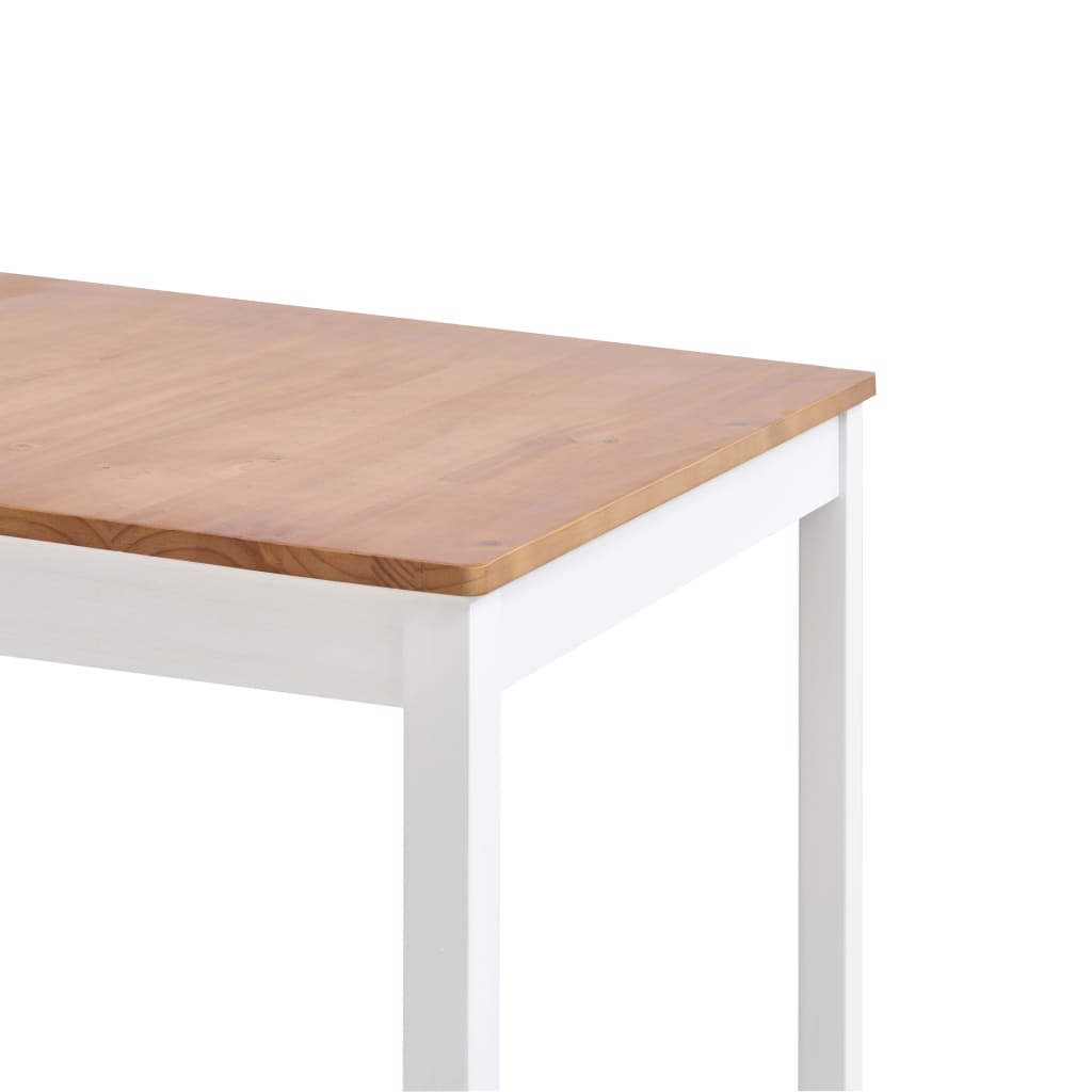 Tavolo da Pranzo Bianco e Marrone 140x70x73 cm in Legno di Pino 283402