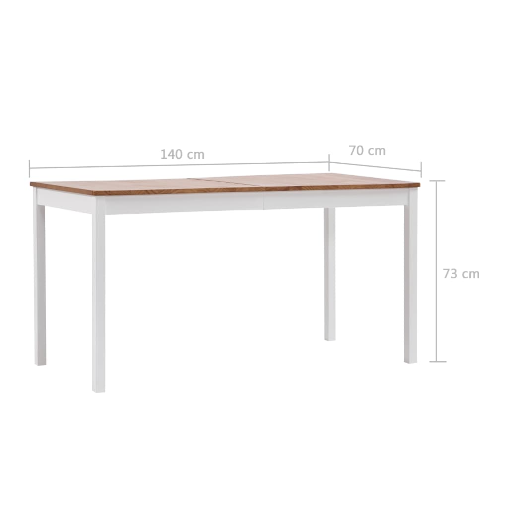 Tavolo da Pranzo Bianco e Marrone 140x70x73 cm in Legno di Pino 283402