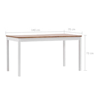 Tavolo da Pranzo Bianco e Marrone 140x70x73 cm in Legno di Pino 283402