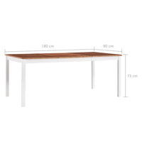 Tavolo da Pranzo Bianco e Marrone 180x90x73 cm in Legno di Pino cod mxl 5986