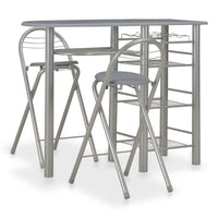 Set da Bar 3 pz con Mensole in Legno e Acciaio Grigio cod mxl 10396