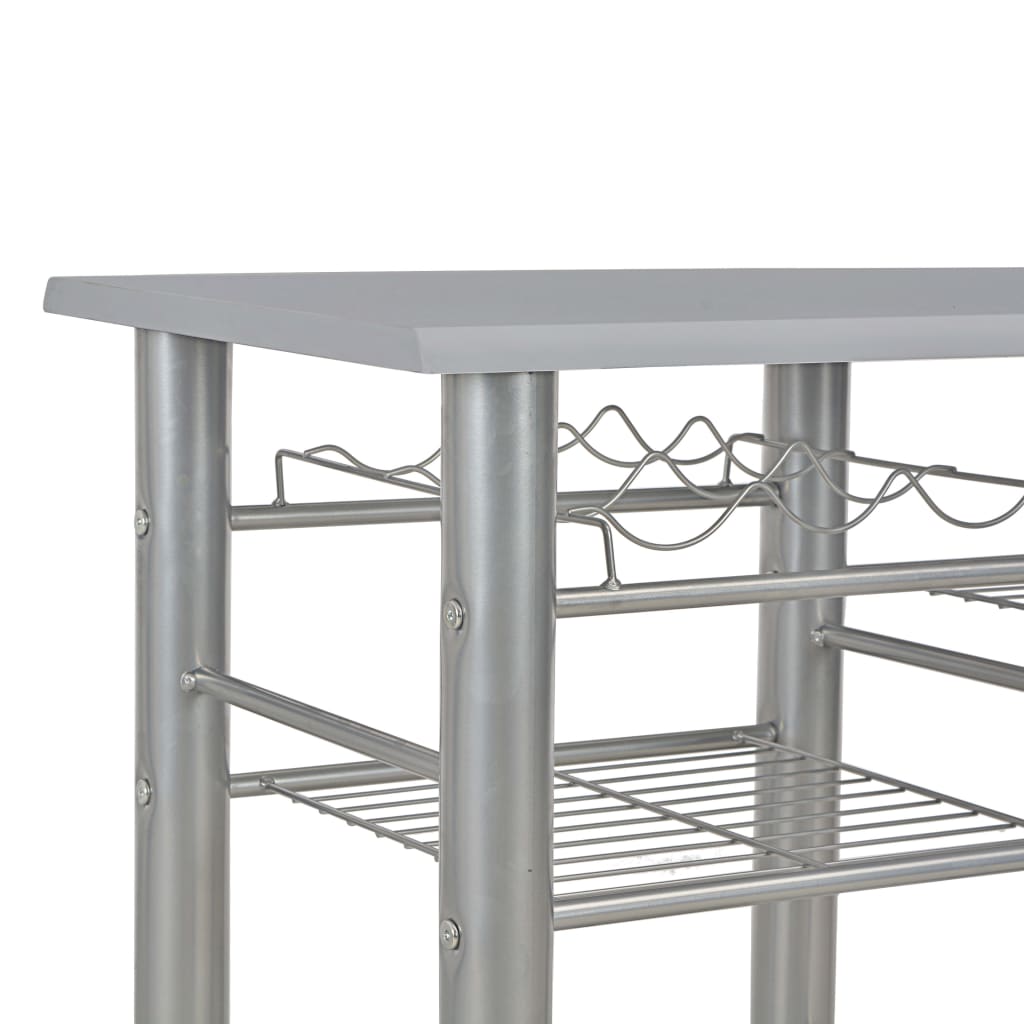 Set da Bar 3 pz con Mensole in Legno e Acciaio Grigio cod mxl 10396