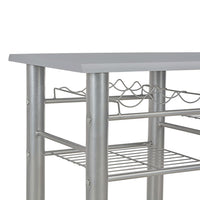 Set da Bar 3 pz con Mensole in Legno e Acciaio Grigio cod mxl 10396