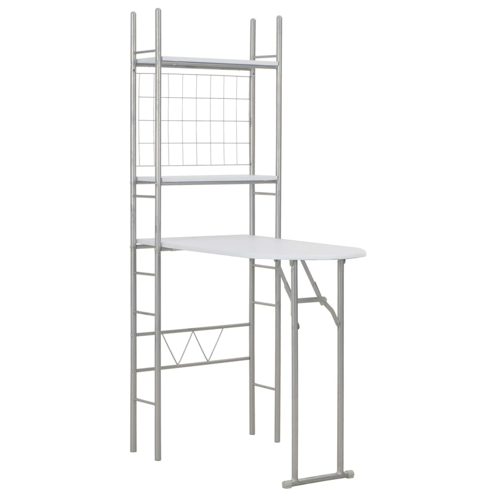 Set Tavolo Sedie Pieghevoli con Scaffale 3pz MDF Acciaio Bianco cod mxl 9406