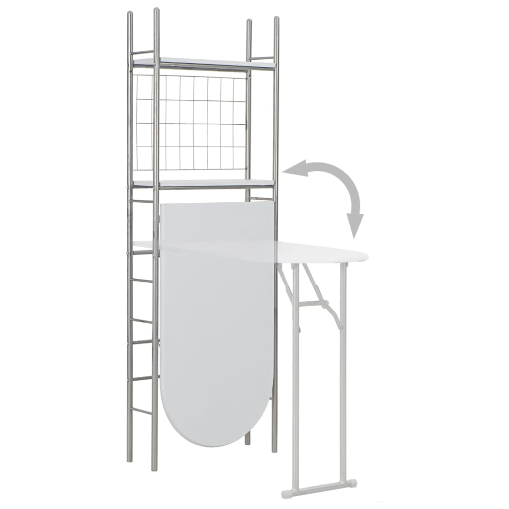 Set Tavolo Sedie Pieghevoli con Scaffale 3pz MDF Acciaio Bianco cod mxl 9406