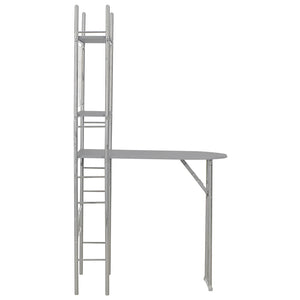 Set Tavolo e Sedie Pieghevoli Scaffale 3 pz MDF Acciaio Grigio