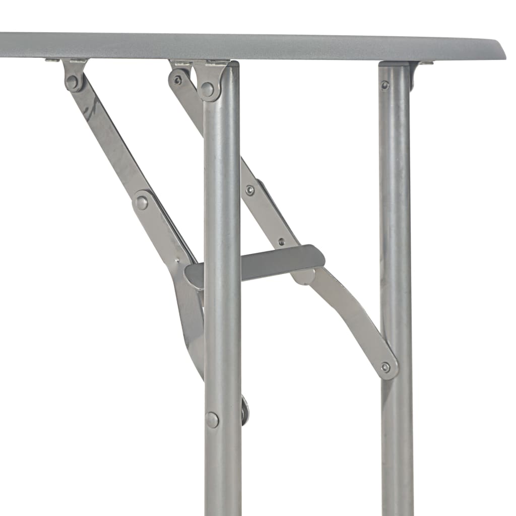 Set Tavolo e Sedie Pieghevoli Scaffale 3 pz MDF Acciaio Grigio