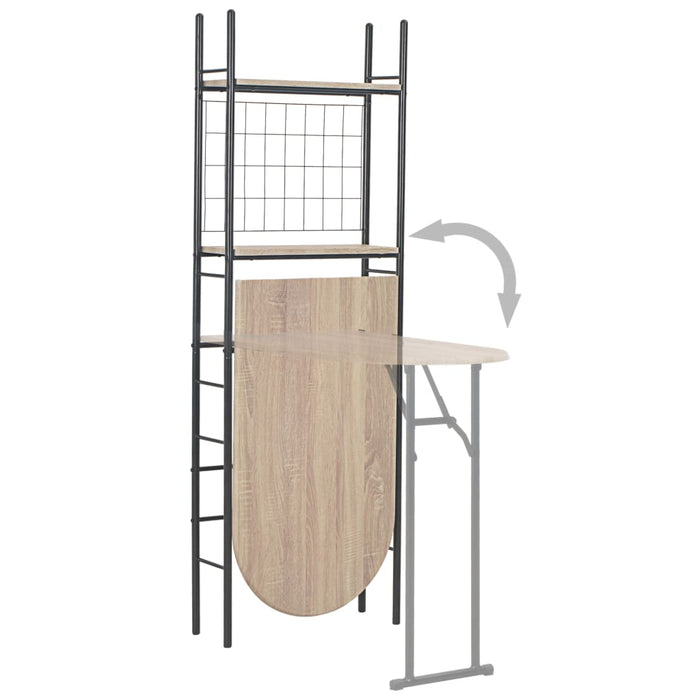 Set Tavolo e Sedie Pieghevoli con Scaffale 3 pz MDF e Acciaio cod mxl 9352